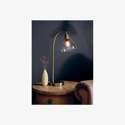 Furniture123 Antique Brass Desk Lamp - Hansen