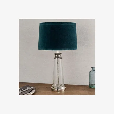 Furniture123 Glass & Teal Velvet Table Lamp - Winslet