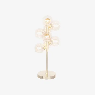 Furniture123 Glass Globe 8 Light Table Lamp with Gold Base