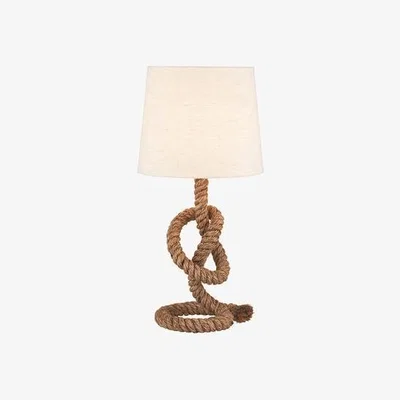 Furniture123 Rope Knotted Table Lamp with White Light Shade
