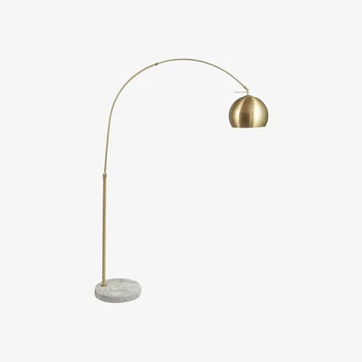 Furniture123 Brushed Brass and White Marble Floor Lamp - Feliciani