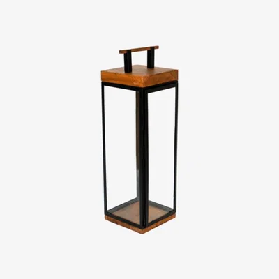 Furniture123 Ivyline Small Black Acacia Wood Tall Lantern Grace -Ivyline