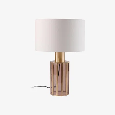 Furniture123 Antique Brass & Smoked Glass Table Lamp - Dallas