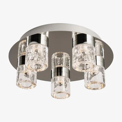 Furniture123 LED 5 Lights with Bubbled Glass Shades & Flush Fitting - Imperial