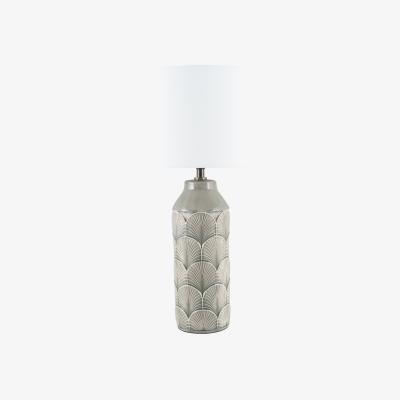 Furniture123 Embossed Grey Ceramic Table Lamp - Bethan