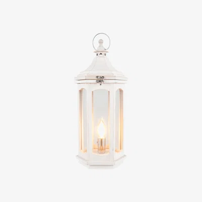 Furniture123 White Washed Wood Lantern Table Lamp with Glass Windows