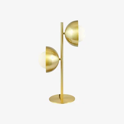 Furniture123 Brushed Brass Metal and White Orb Dome Table Lamp - Estelle