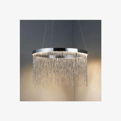 Furniture123 Round Chrome Chain Pendant Light - Zelma