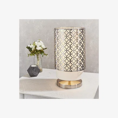Furniture123 2 Tier Nickel & White Table Lamp - Gilli