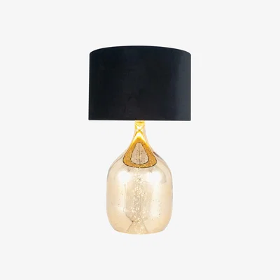 Furniture123 Rose Gold Glass Table lamp with Black Shade