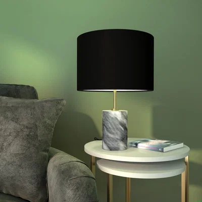 Furniture123 Black & Grey Marble Table Lamp - Shipton