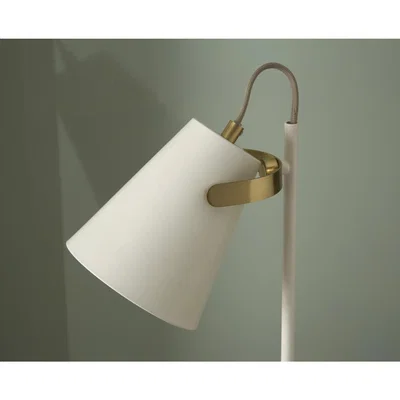 Furniture123 White and Brushed Brass Task Table Lamp
