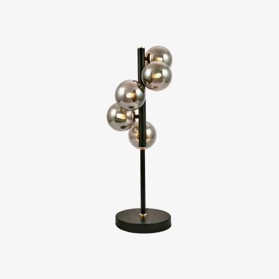 Furniture123 Smoke Glass Ball and Black Metal Table Lamp - Blair