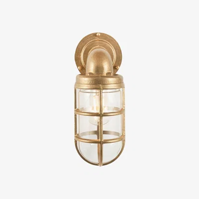 Furniture123 Anique Brass Caged Outdoor Wall Light - Lupin