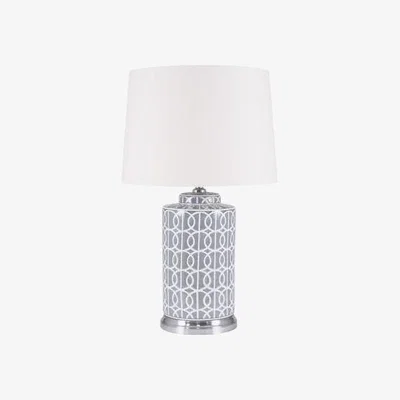 Furniture123 Tall Grey & White Geometric Table Lamp - Pacific