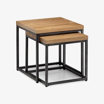 Furniture123 Julian Bowen Brooklyn Oak Nesting Lamp Tables
