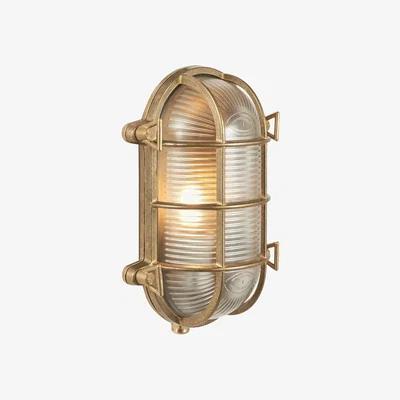 Furniture123 Anique Brass Caged Oval Outdoor Wall Light - Montana