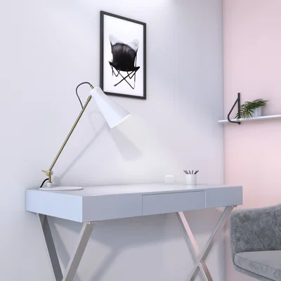 Furniture123 White & Brass Desk Lamp - Grantley
