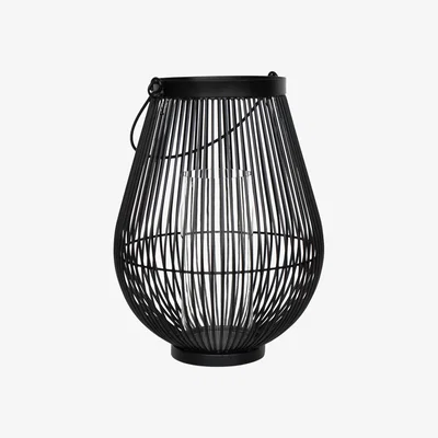 Furniture123 Ivyline Small Black Outdoor Lantern with Glass Insert Venere