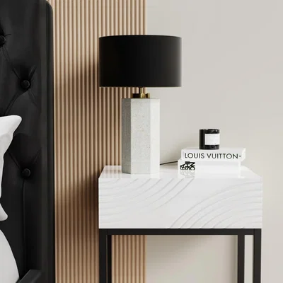 Furniture123 Black and Concrete Table Lamp with Brass Detail - Fairburn