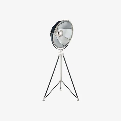 Furniture123 Black Metal Tripod Floor Lamp with Silver Inlay