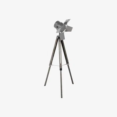 Furniture123 Grey Wash Wood Tripod Floor Lamp with Silver Detailing - Hereford