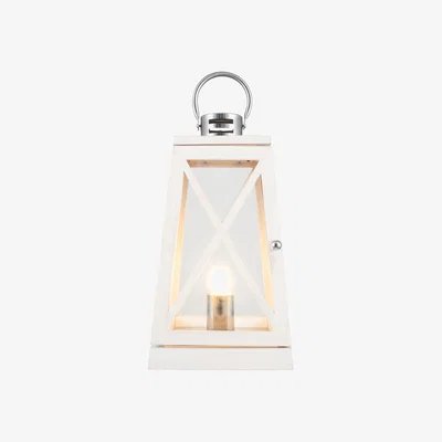 Furniture123 White Washed Wood and Chrome Lantern Table Lamp
