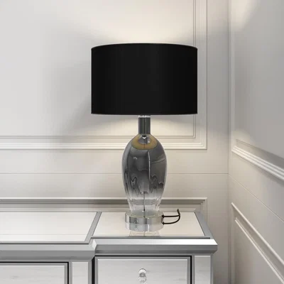 Furniture123 Black & Smoked Glass Table Lamp - Bloomfield