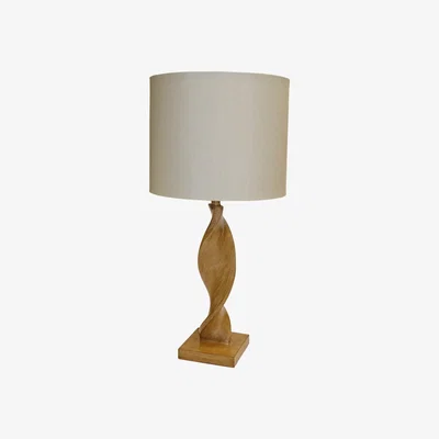 Furniture123 Table Lamp with Cream Linen Shade & Oak Base - Argenta