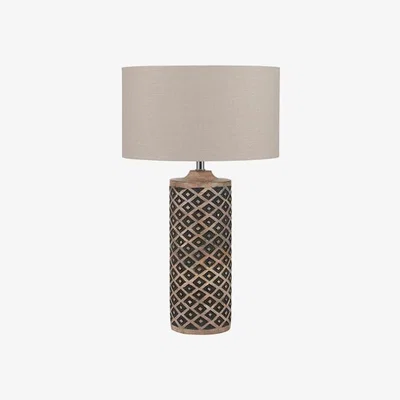 Furniture123 Tall Wooden Diamond Table Lamp