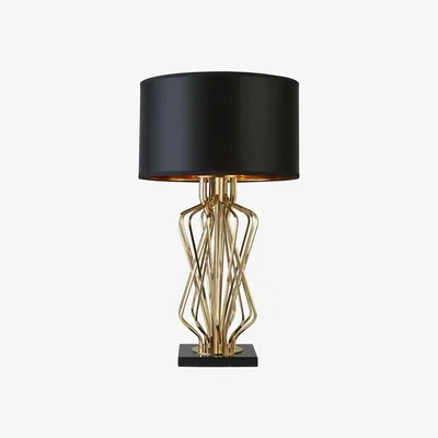 Furniture123 Gold Table Lamp with Satin Black Shade - Ethan