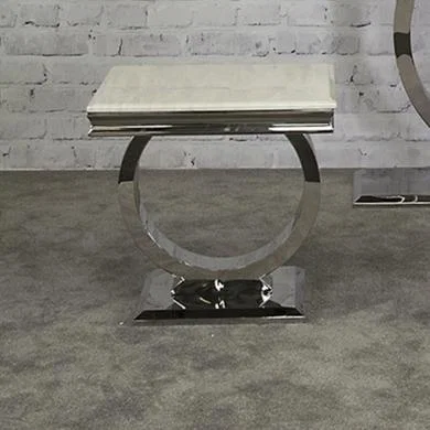Furniture123 Vida Living Arianna Cream Marble Lamp Table