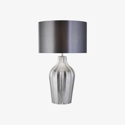 Furniture123 Chevron Smoked Glass Table Lamp - Searchlight