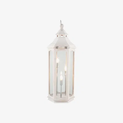 Furniture123 White Wash Wood Lantern Floor Lamp