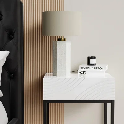 Furniture123 Beige and Concrete Table Lamp with Brass Detail - Fairburn