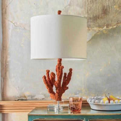 Graham & Green Faux Coral Table Lamp with Linen Shade