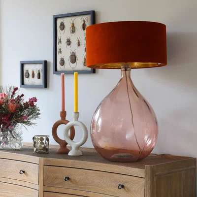 Graham & Green Extra Large Round Pink Glass Lamp