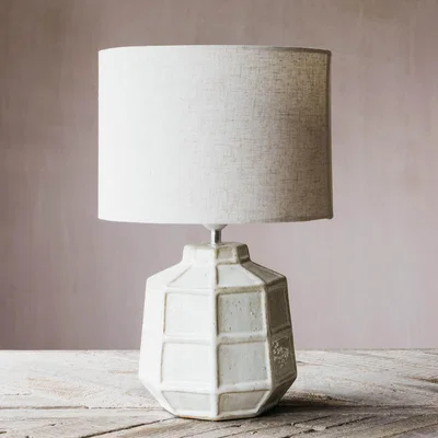 Graham & Green White Hex Lamp with Shade