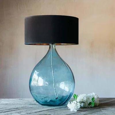 Graham & Green Extra Large Round Light Blue Glass Lamp
