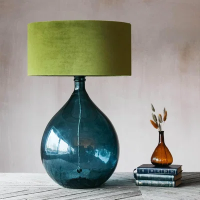 Graham & Green Extra Large Round Blue Glass Lamp