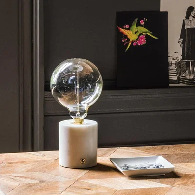 Graham & Green Alvin Round Marble Lamp