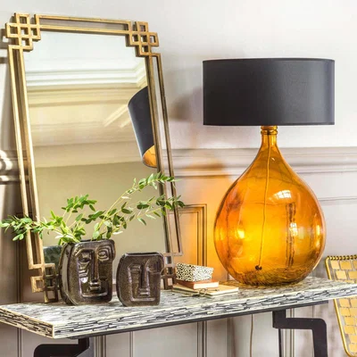 Graham & Green Extra Large Round Amber Glass Lamp