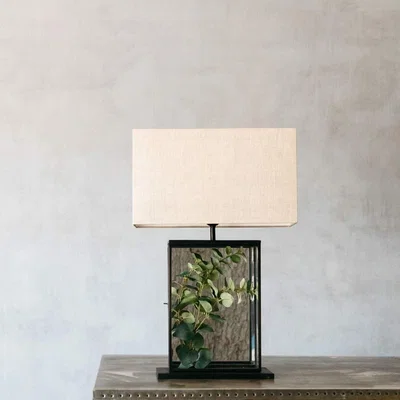 Graham & Green Elliot Wide Mirror Table Lamp with Natural Shade