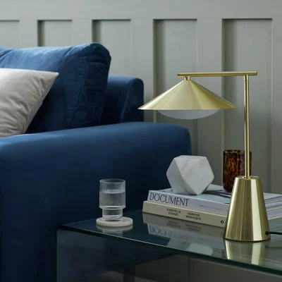 Habitat Habitat Brushed 41cm Metal Table Lamp - Brass
