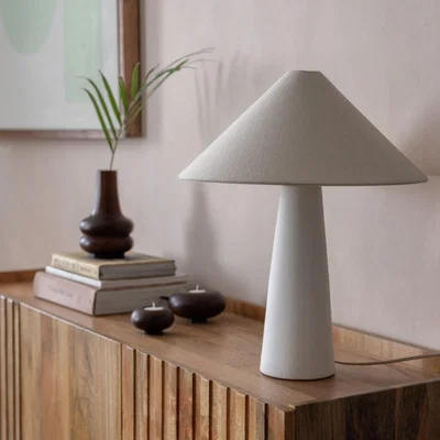 Habitat Habitat Conical 49cm Ceramic Table Lamp - White & Cream