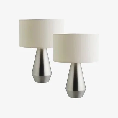 Habitat Habitat Maya Pair of Touch Table Lamps - Silver & Cream