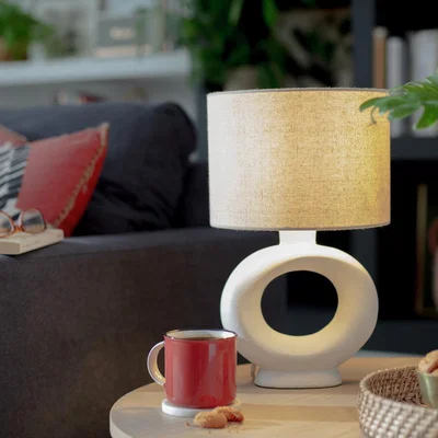 Habitat Habitat Nels Large Circle Table Lamp - White