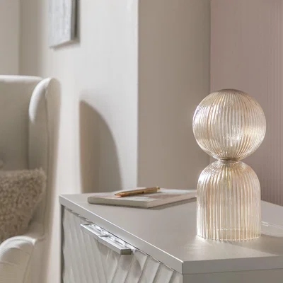 Habitat Habitat Globe Ribbed Glass Table Lamp - Champagne