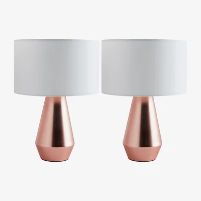 Habitat Habitat Maya Pair of Touch Table Lamps - Copper & Cream