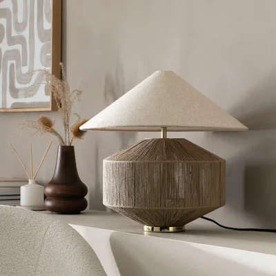 Habitat Habitat Jute Wrapped 37cm Table Lamp - Gold & Natural